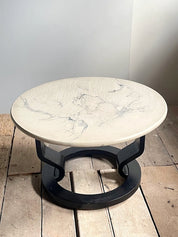 Swedish_Postmodern_Coffee_Table_with_Black_Bent_Plywood_Base_and_Round_Marmorino_Top,_1980s