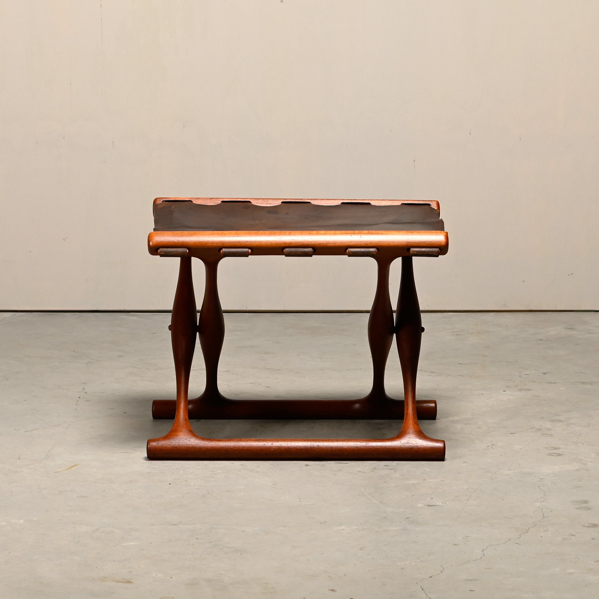 PH-43_Guldhøj_Stool_by_Poul_Hundevad,_Teak_&_Leather,_Denmark_1960s