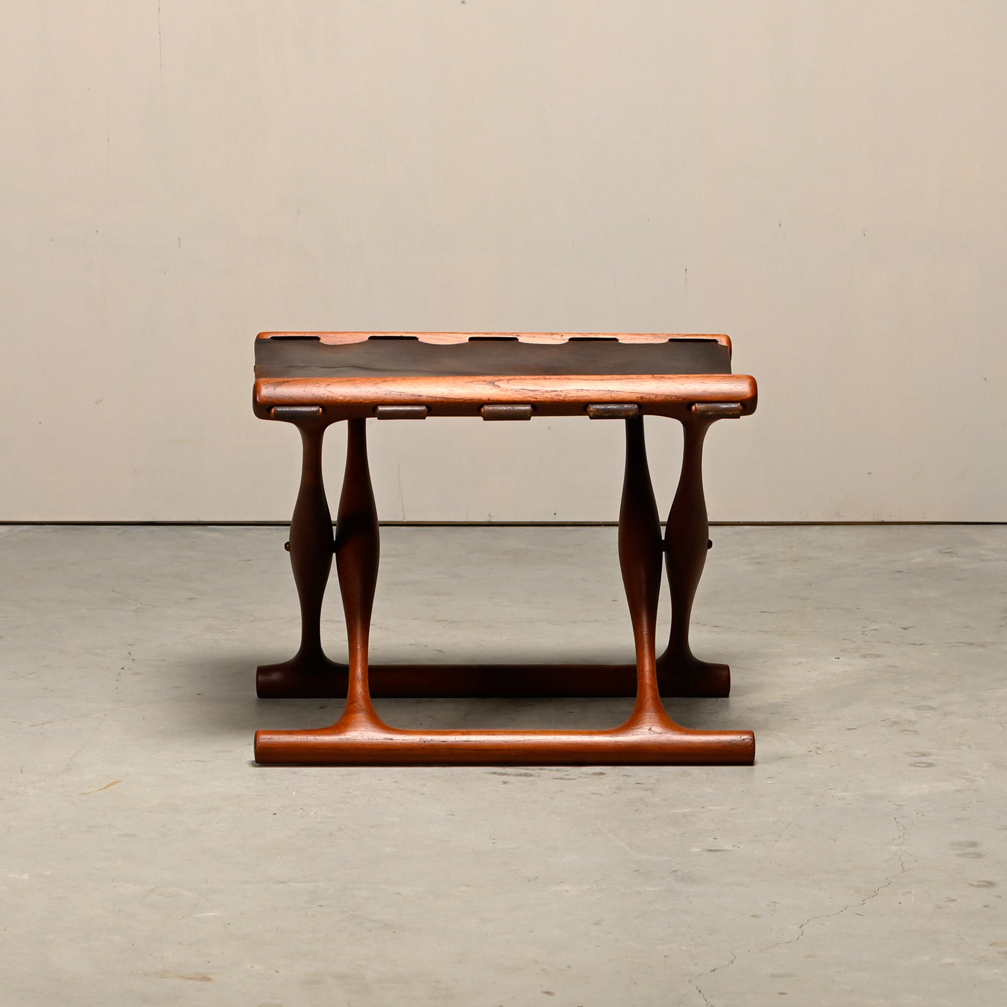 PH-43_Guldhøj_Stool_by_Poul_Hundevad,_Teak_&_Leather,_Denmark_1960s