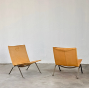 Poul_Kjaerholm_PK22_Lounge_Chairs_for_Fritz_Hansen_in_Cognac_Leather,_1956