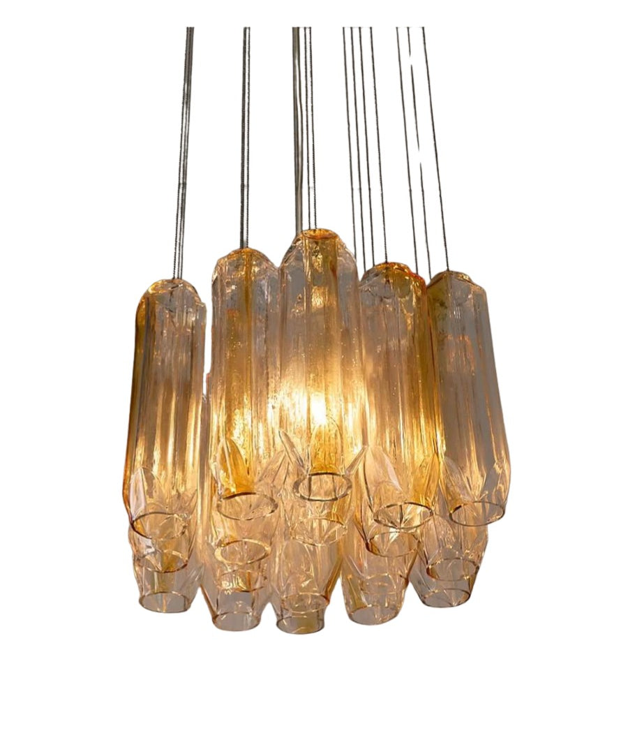 'Quadrifoglio'_Pendant_Light,_VeArt,_Murano_Glass_&_Metal,_1970s,_Italy
