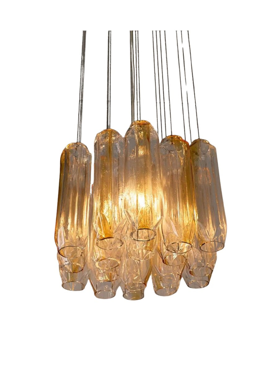 'Quadrifoglio'_Pendant_Light,_VeArt,_Murano_Glass_&_Metal,_1970s,_Italy