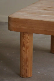 Rainer_Daumiller_Square_Pine_Dining_Table_with_Chunky_Legs,_Denmark_1970s