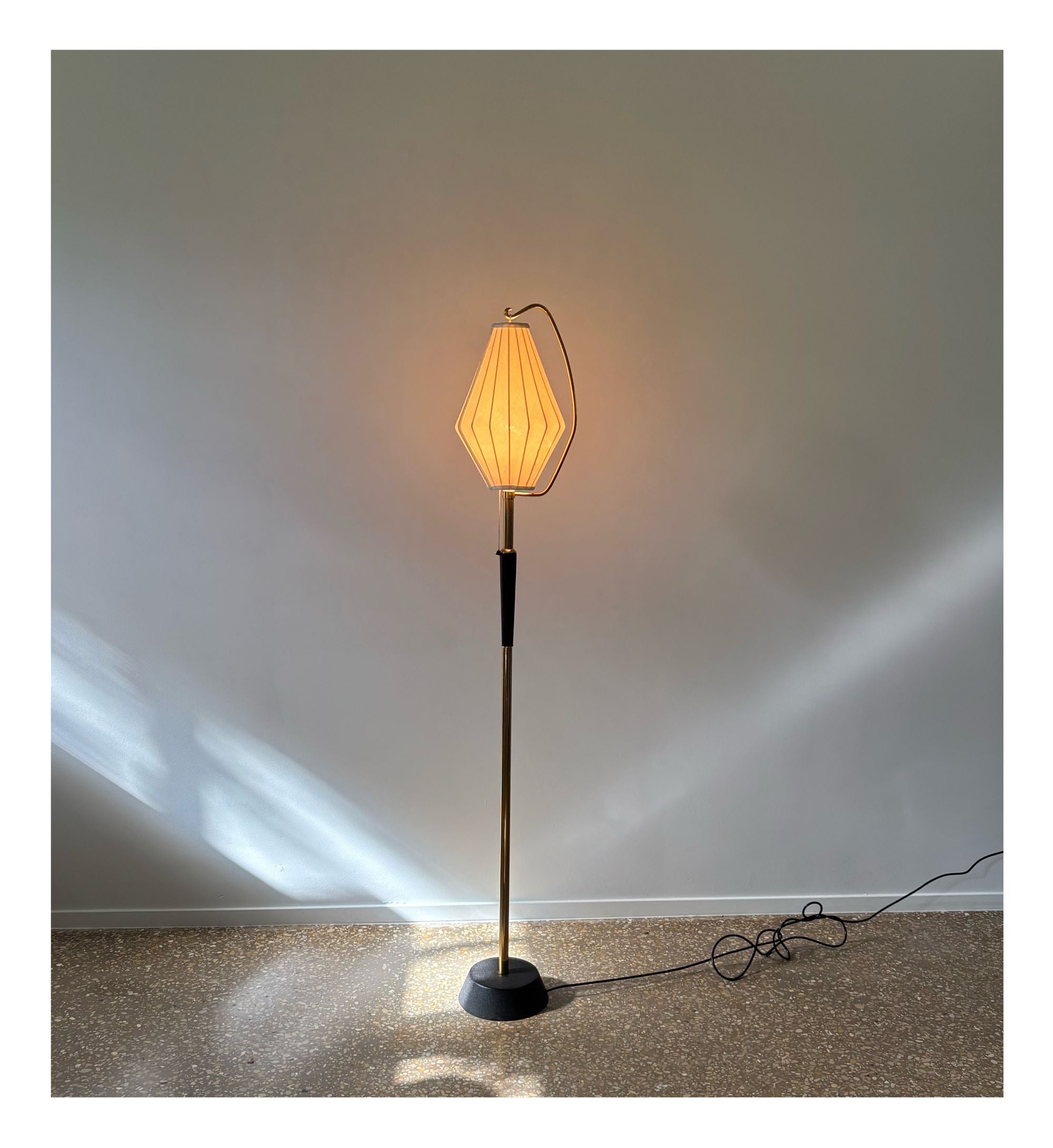 1950s_Swedish_Floor_Lamp_Attributed_to_Hans_Bergström,_Brass,_Cast_Iron_and_Textile