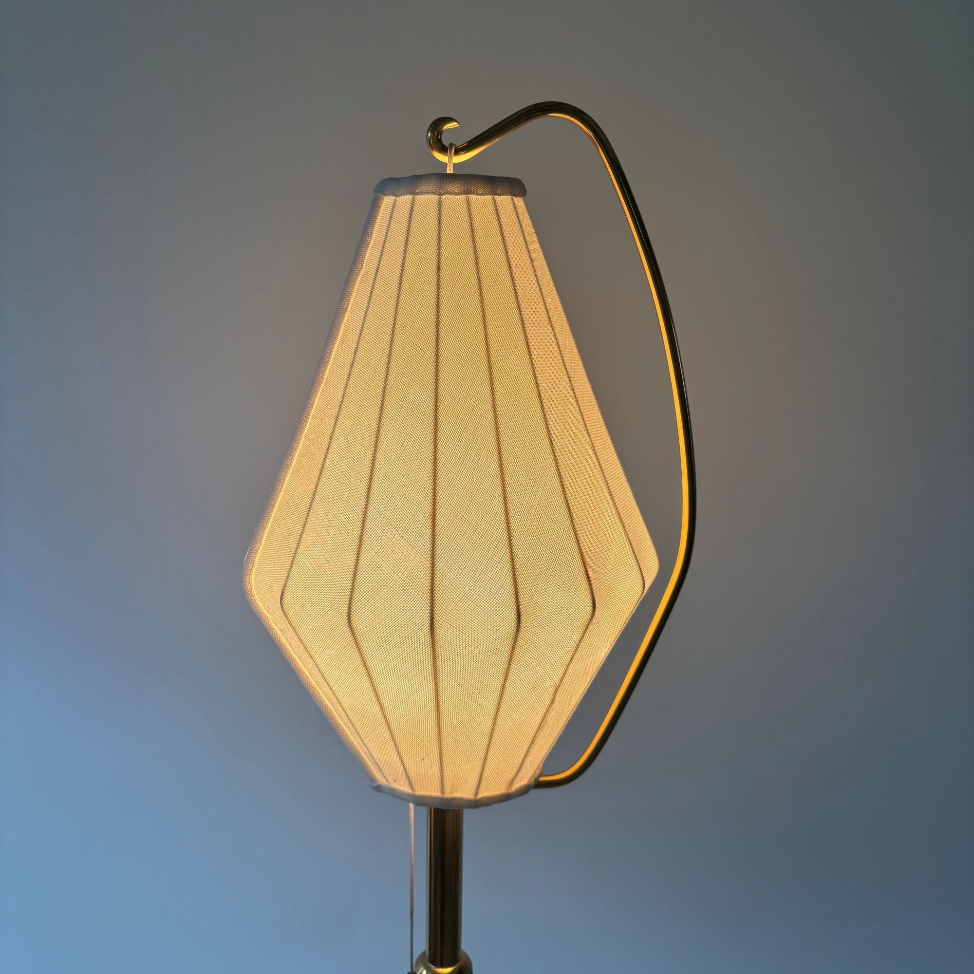1950s_Swedish_Floor_Lamp_Attributed_to_Hans_Bergström,_Brass,_Cast_Iron_and_Textile