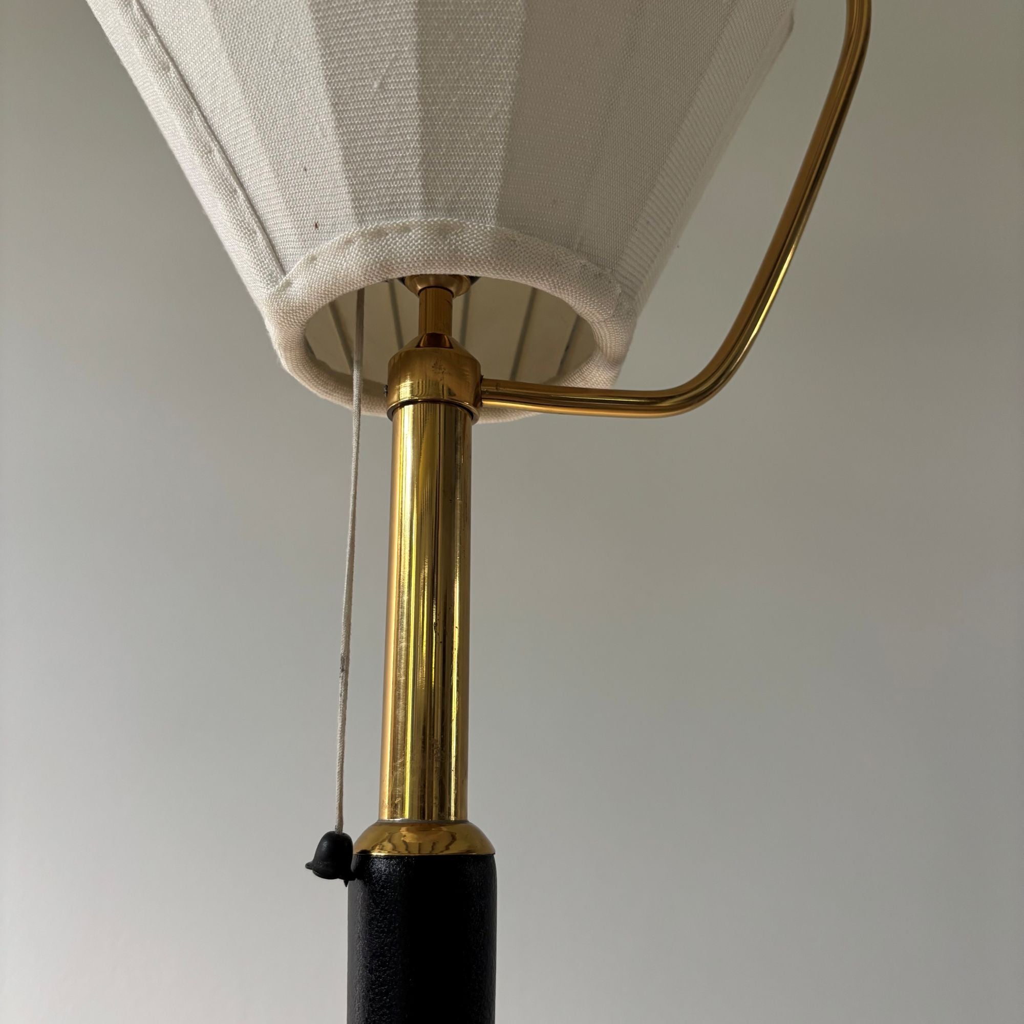 1950s_Swedish_Floor_Lamp_Attributed_to_Hans_Bergström,_Brass,_Cast_Iron_and_Textile
