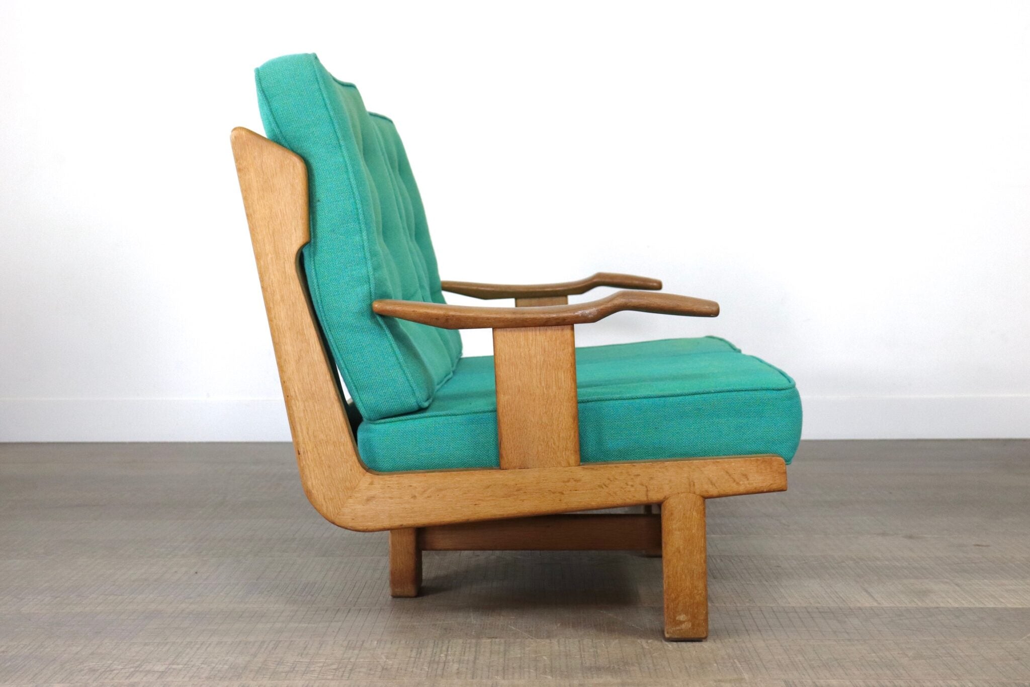 Rare_Guillerme_et_Chambron_solid_oak_sofa,_France_1960s