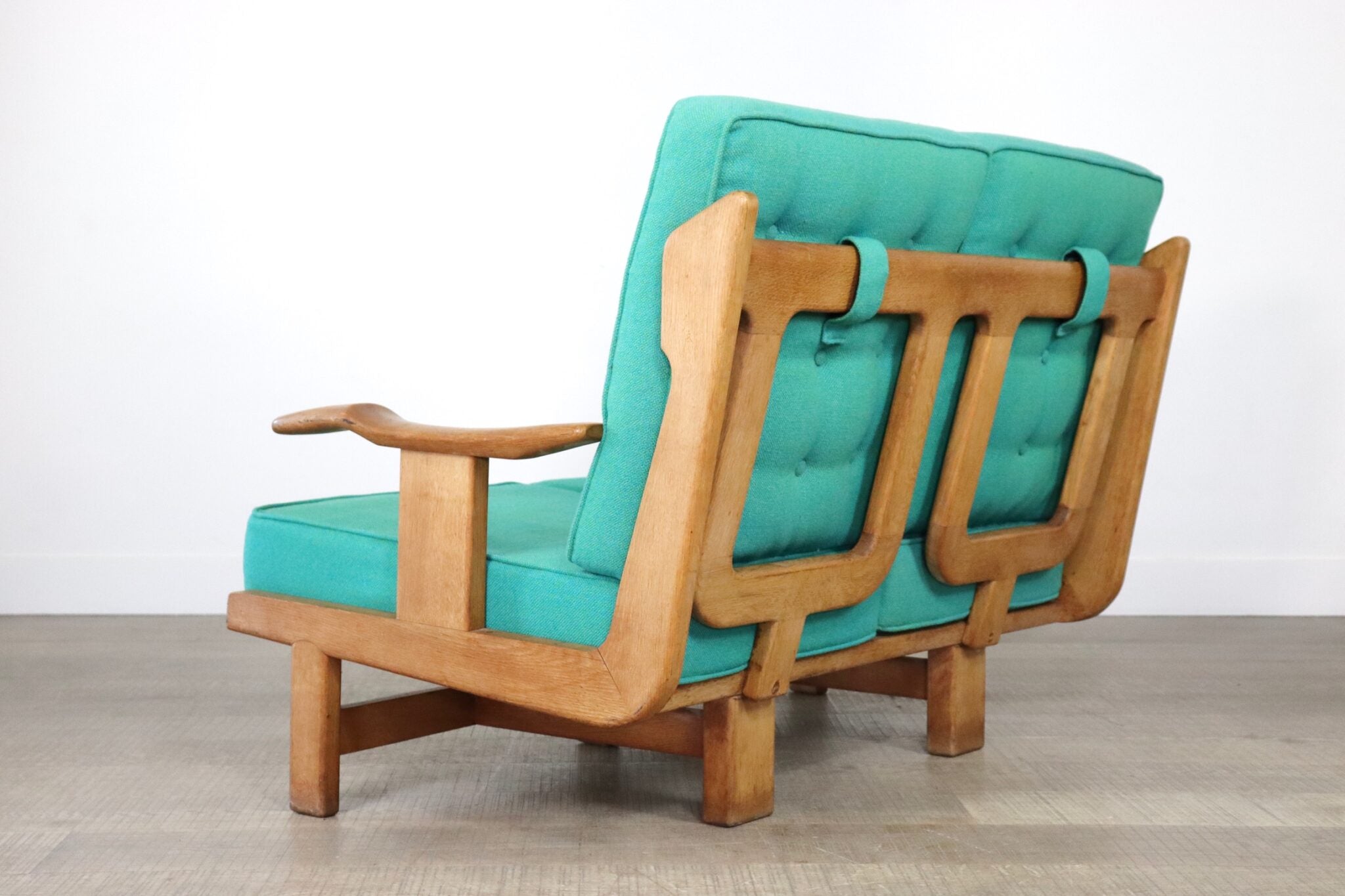 Rare_Guillerme_et_Chambron_solid_oak_sofa,_France_1960s