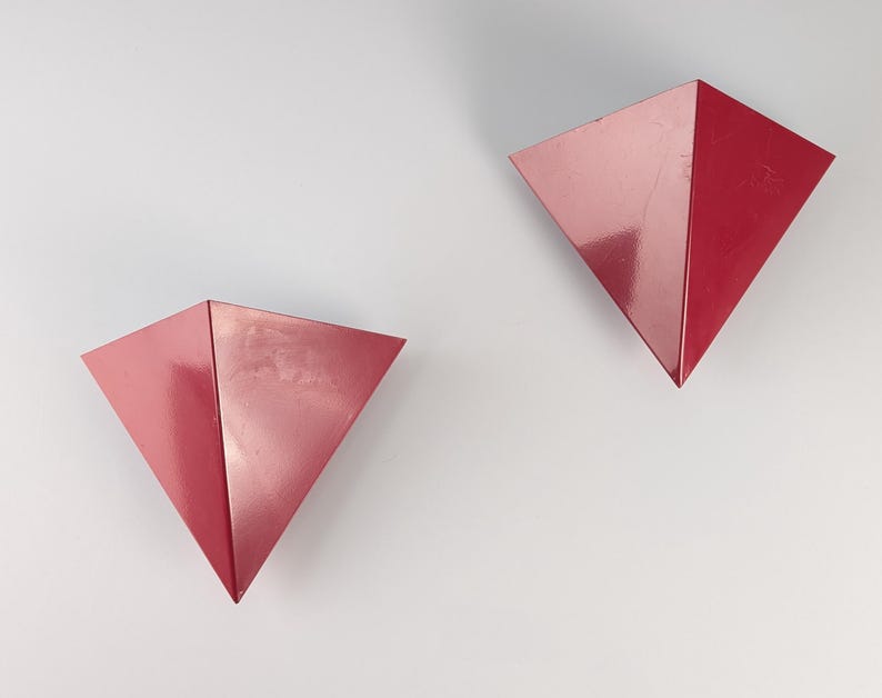 Set_of_2_Red_Metal_Geometric_Sconces,_1970s