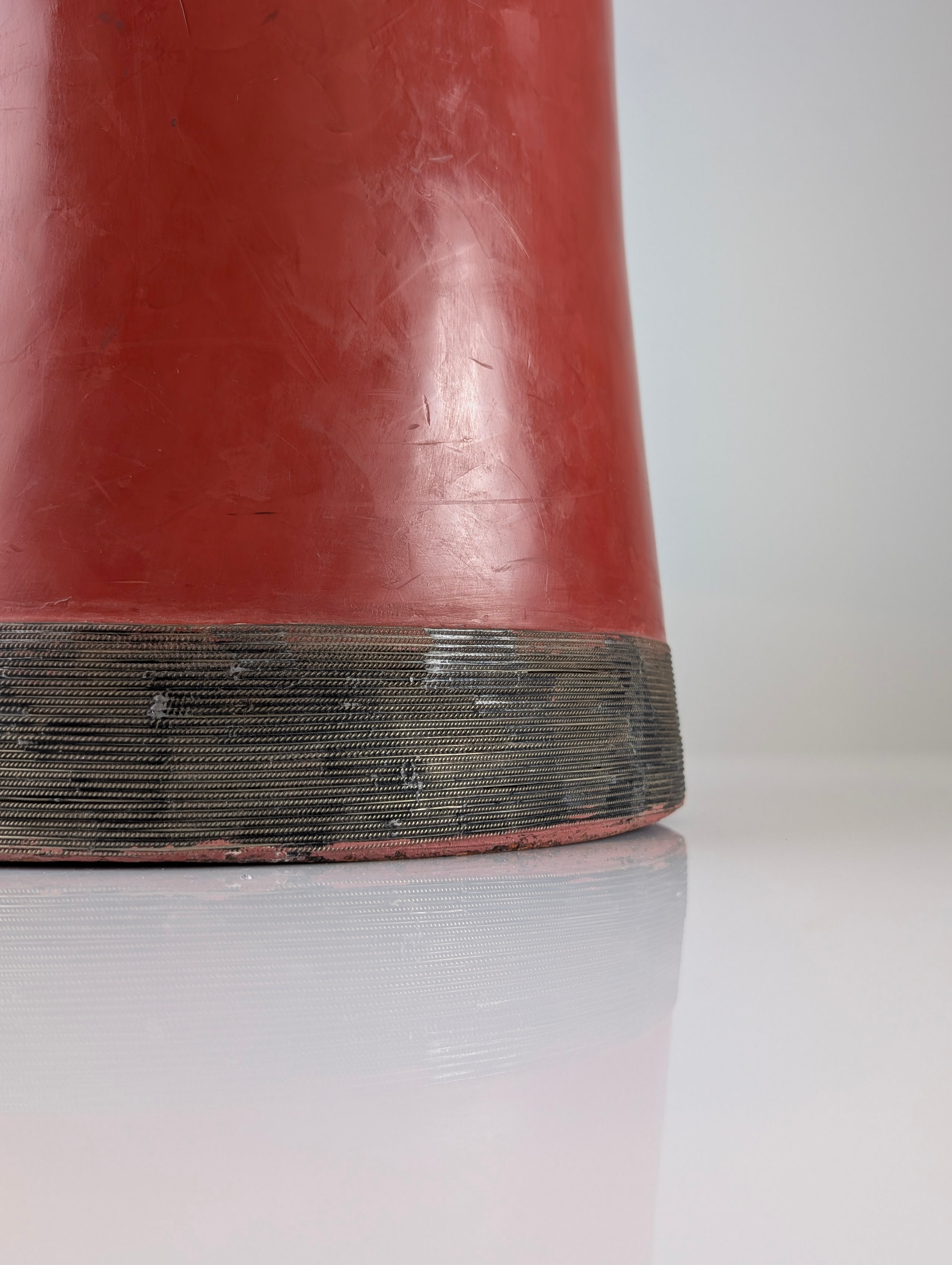 Red_Terracotta_Table_Lamp_with_Metal_Filigree,_Vintage_1980s_Design