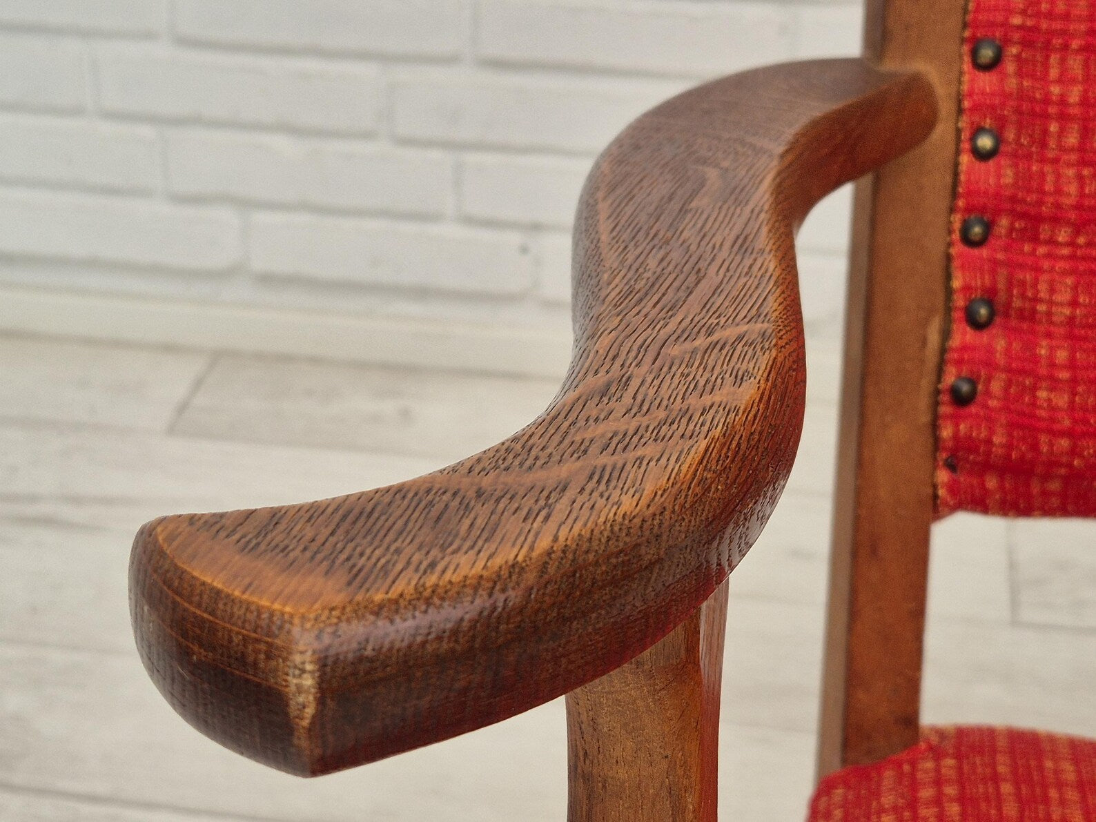 Danish_Oak_Rocking_Chair_in_Red_Wool,_1960s