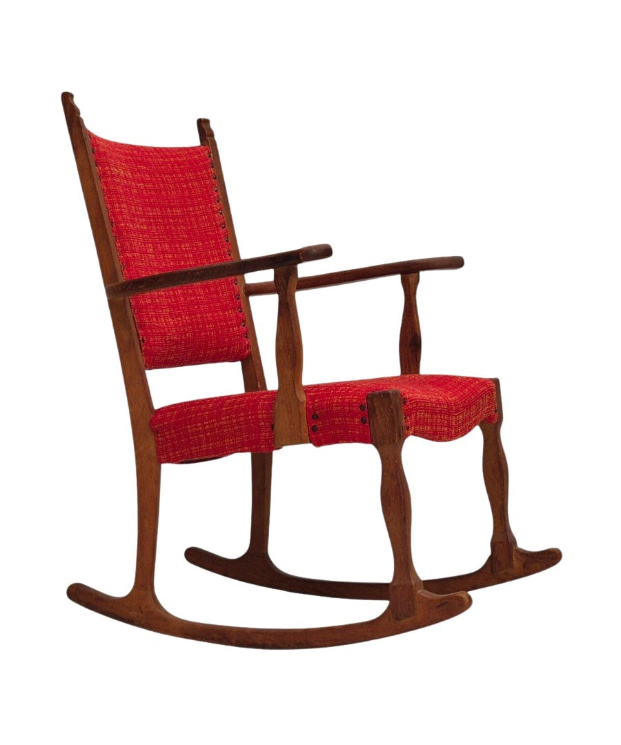 Danish_Oak_Rocking_Chair_in_Red_Wool,_1960s