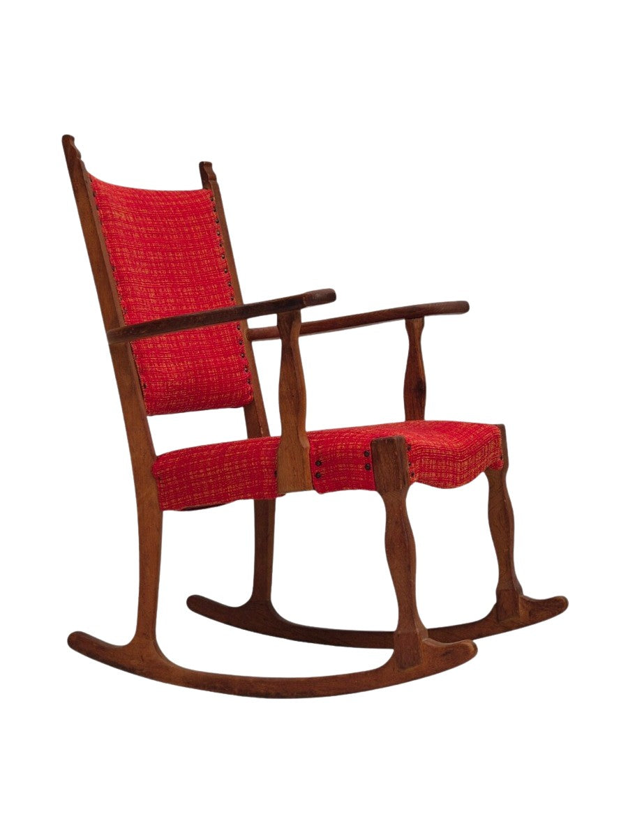 Danish_Oak_Rocking_Chair_in_Red_Wool,_1960s