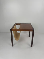 Rosewood_Magazine_Side_Table_with_Canvas_Sling,_Denmark,_1960s