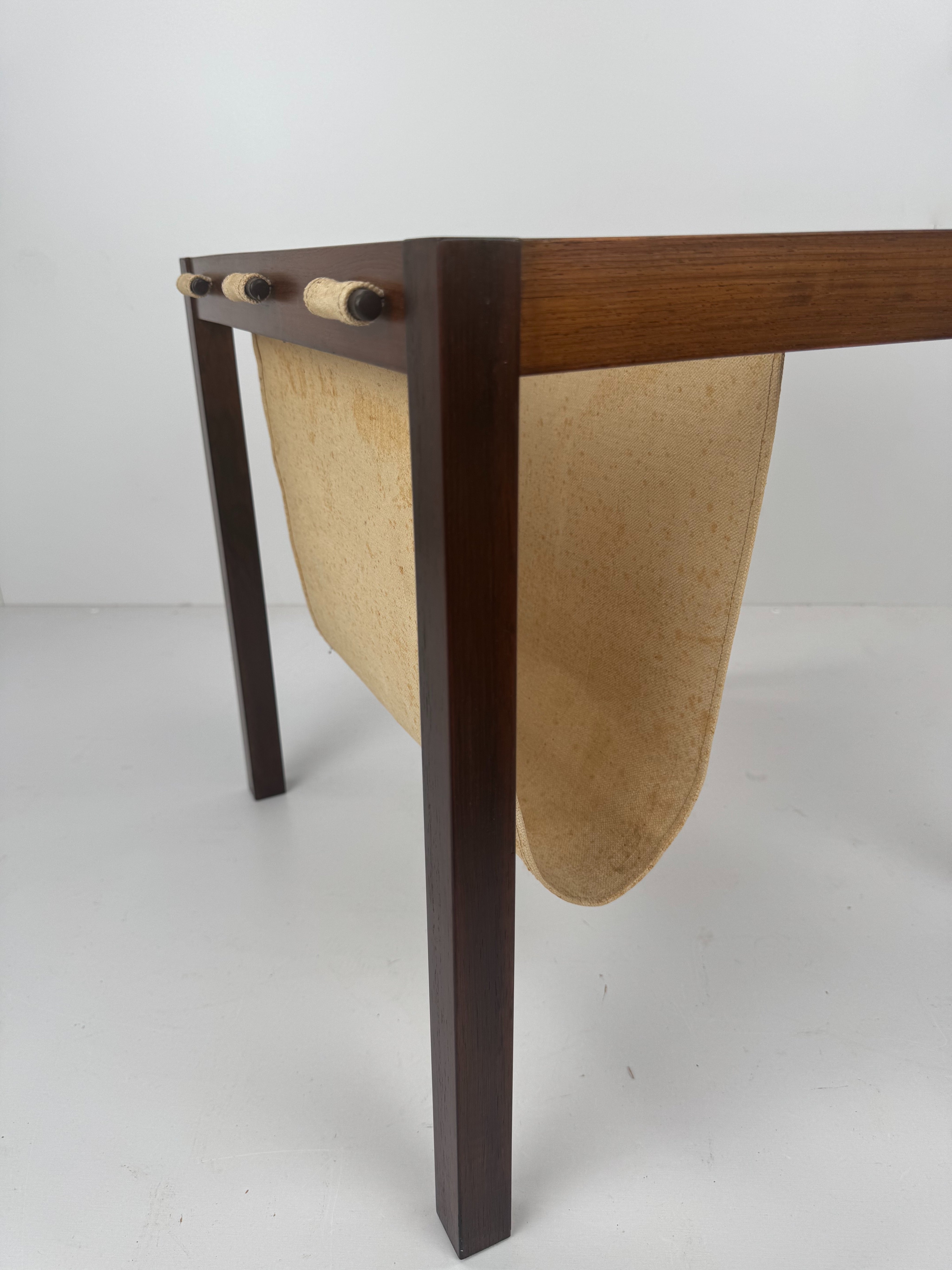 Rosewood_Magazine_Side_Table_with_Canvas_Sling,_Denmark,_1960s