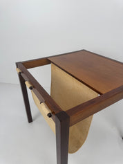 Rosewood_Magazine_Side_Table_with_Canvas_Sling,_Denmark,_1960s