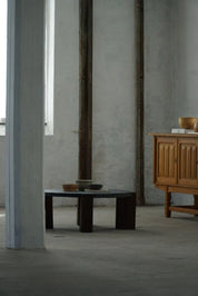 Round_Brutalist_Coffee_Table_in_Oak_&_Slate,_French_Mid-Century_Modern,_1970s