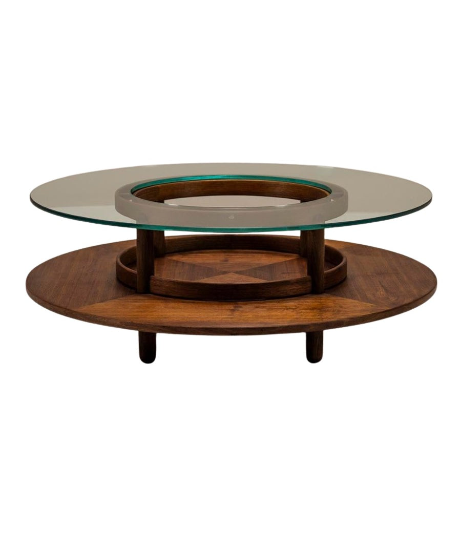 Round_Coffee_Table_In_Glass_And_Teak_By_Gianfranco_Frattini_for_Cassina,_Italy