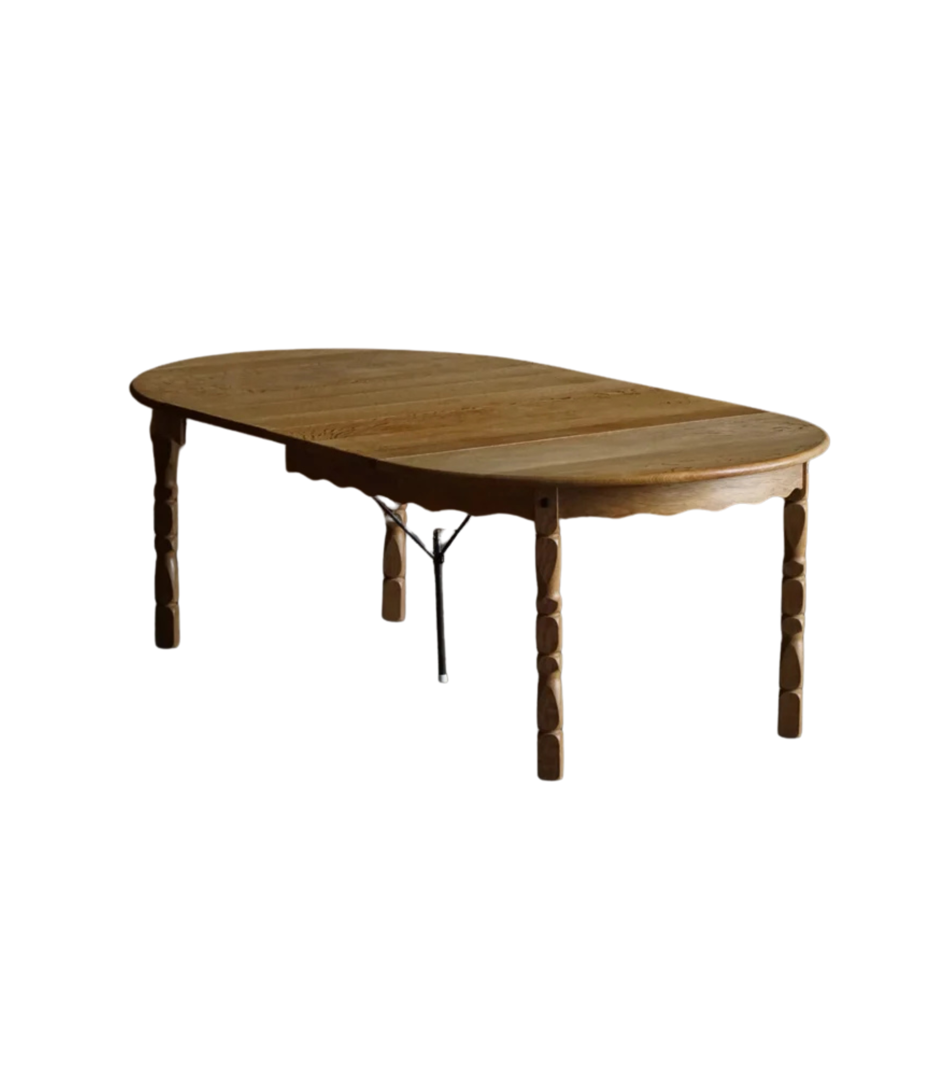 Round_Danish_Oak_Dining_Table_with_Two_Extension_Leaves,_Mid_Century_Modern,_1960s