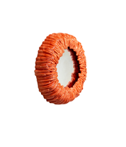 Round_Mirror_with_Orange-Red_Ceramic_Frame,_Italy_1970s