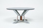1980s_German_Round_Dining_Table_in_Solid_Teak_and_Chrome_Steel