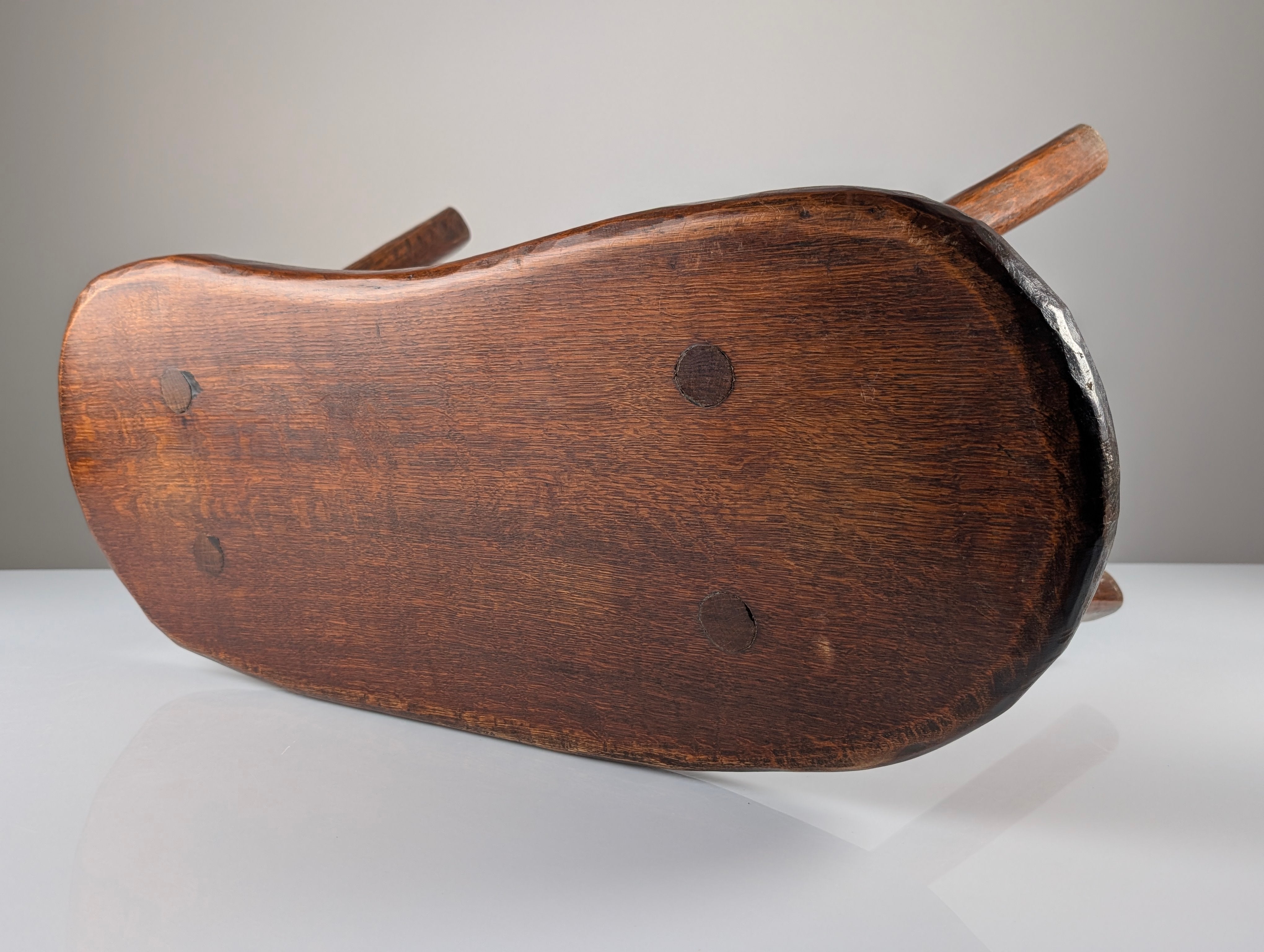 1940s_Hand-Carved_Wabi-Sabi_Hardwood_Bench_with_Organic_Live-Edge_Form