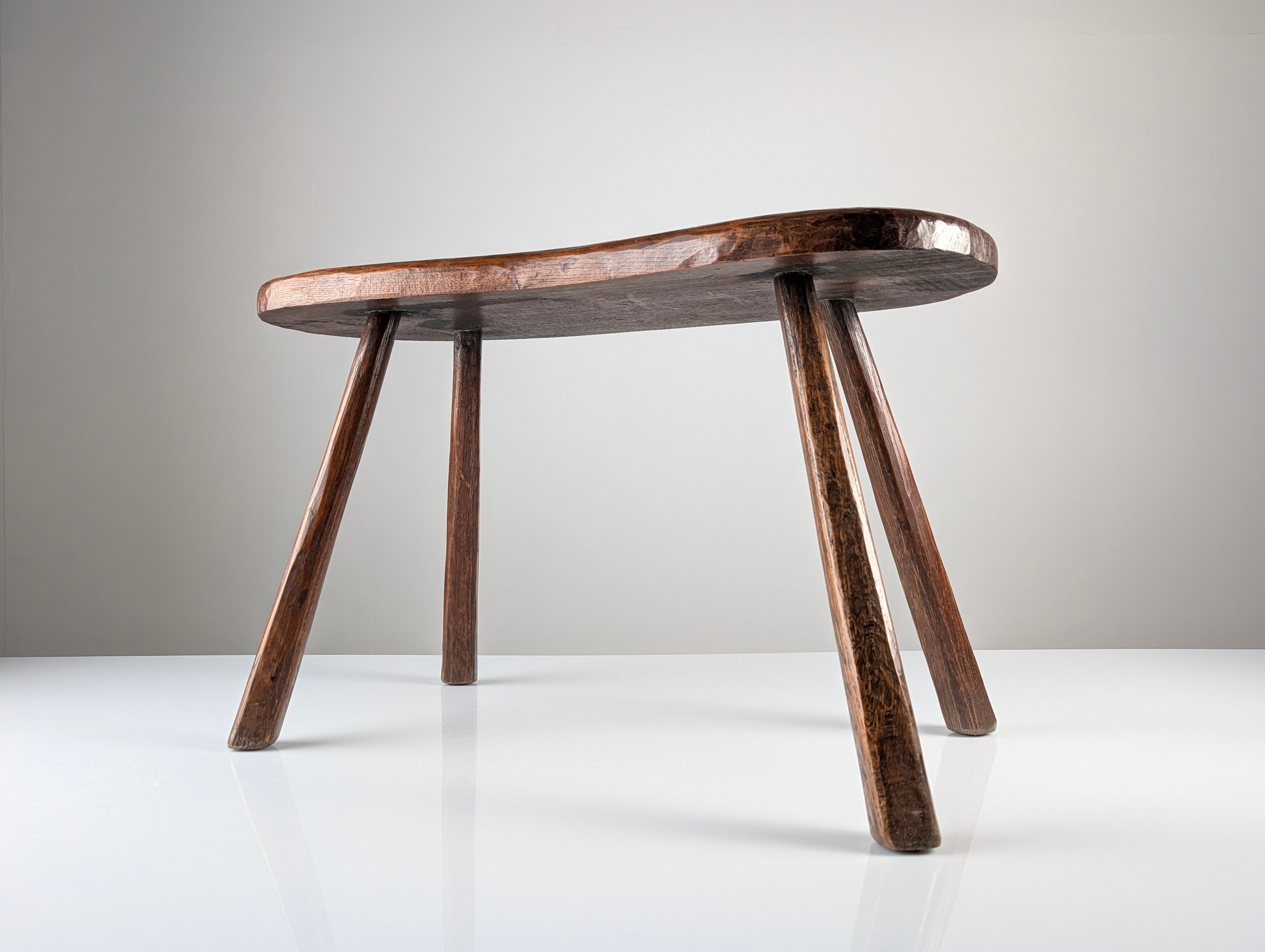 1940s_Hand-Carved_Wabi-Sabi_Hardwood_Bench_with_Organic_Live-Edge_Form