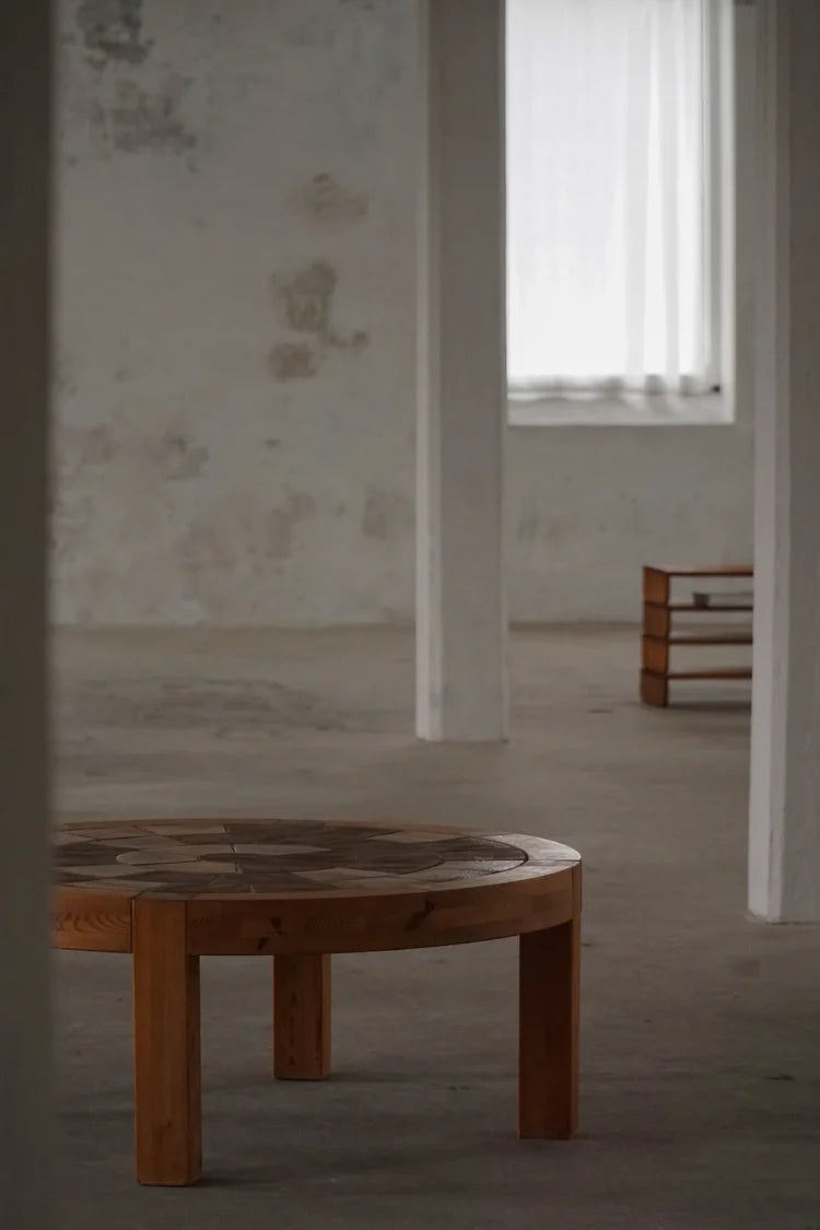 Sallingboe_Large_Round_Coffee_Table_in_Pine_and_Ceramic,_Denmark_1970s