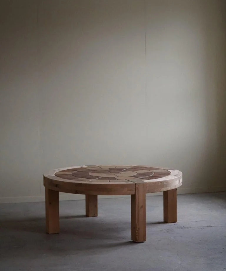 Sallingboe,_Large_Round_Coffee_Table_in_Pine_&_Ceramic,_Danish_Design,_1970s