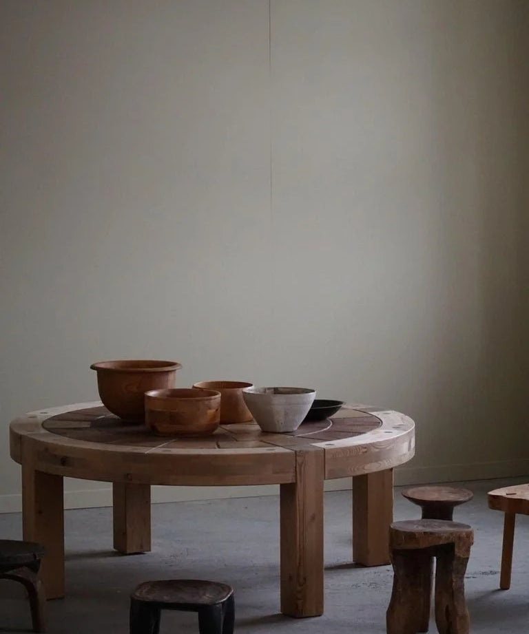 Sallingboe,_Large_Round_Coffee_Table_in_Pine_&_Ceramic,_Danish_Design,_1970s