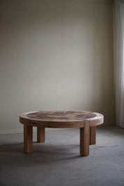 Sallingboe,_Large_Round_Coffee_Table_in_Pine_&_Ceramic,_Danish_Design,_1970s