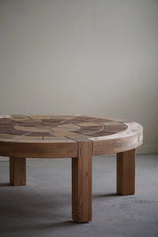 Sallingboe,_Large_Round_Coffee_Table_in_Pine_&_Ceramic,_Danish_Design,_1970s