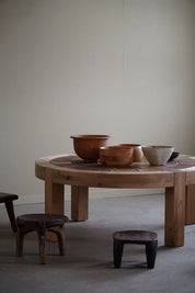 Sallingboe,_Large_Round_Coffee_Table_in_Pine_&_Ceramic,_Danish_Design,_1970s