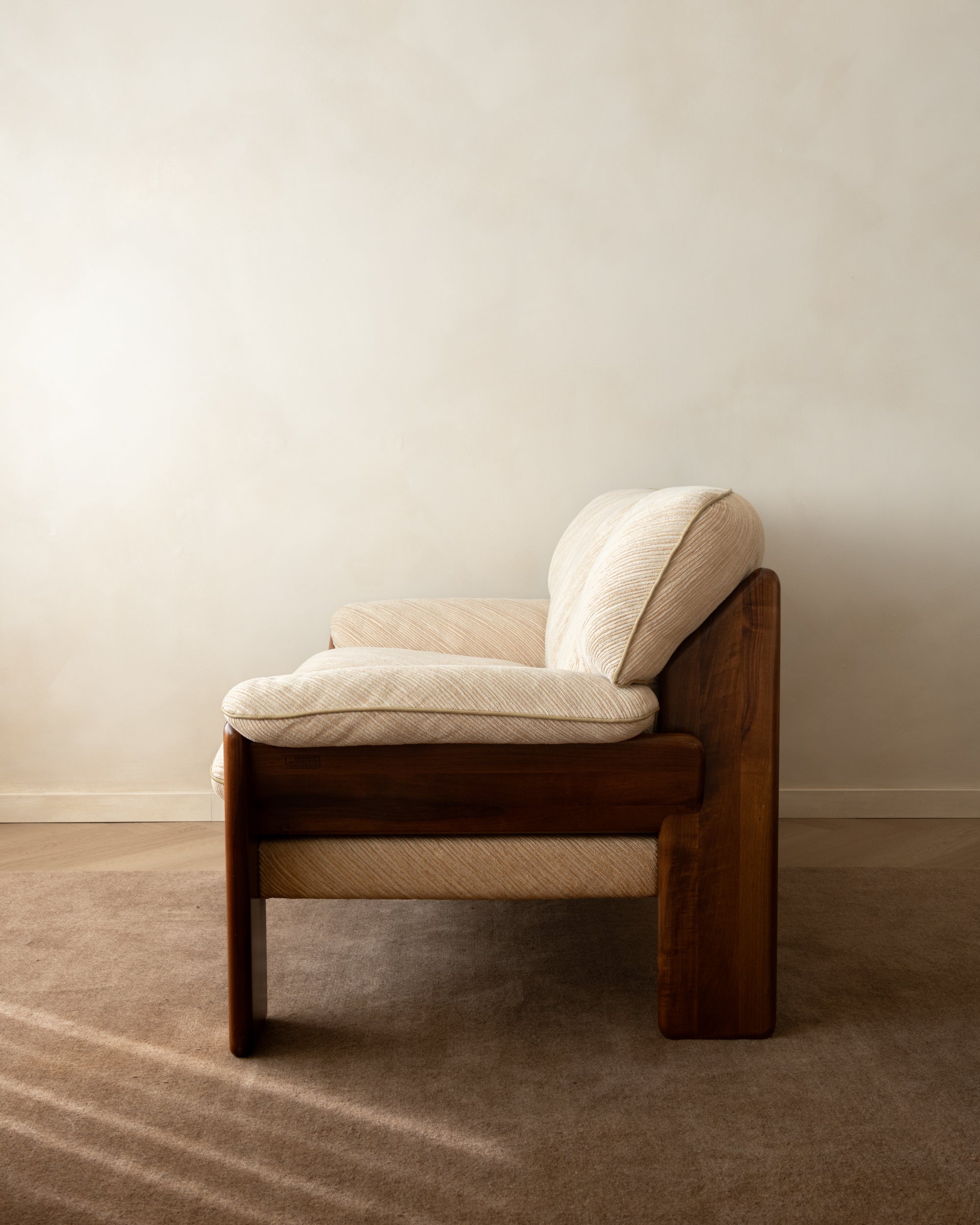 Sapporo_Two-Seater_Sofa_by_Mario_Marenco_for_Mobil_Girgi,_Walnut_&_Cream_Upholstery,_Italy,_1970s