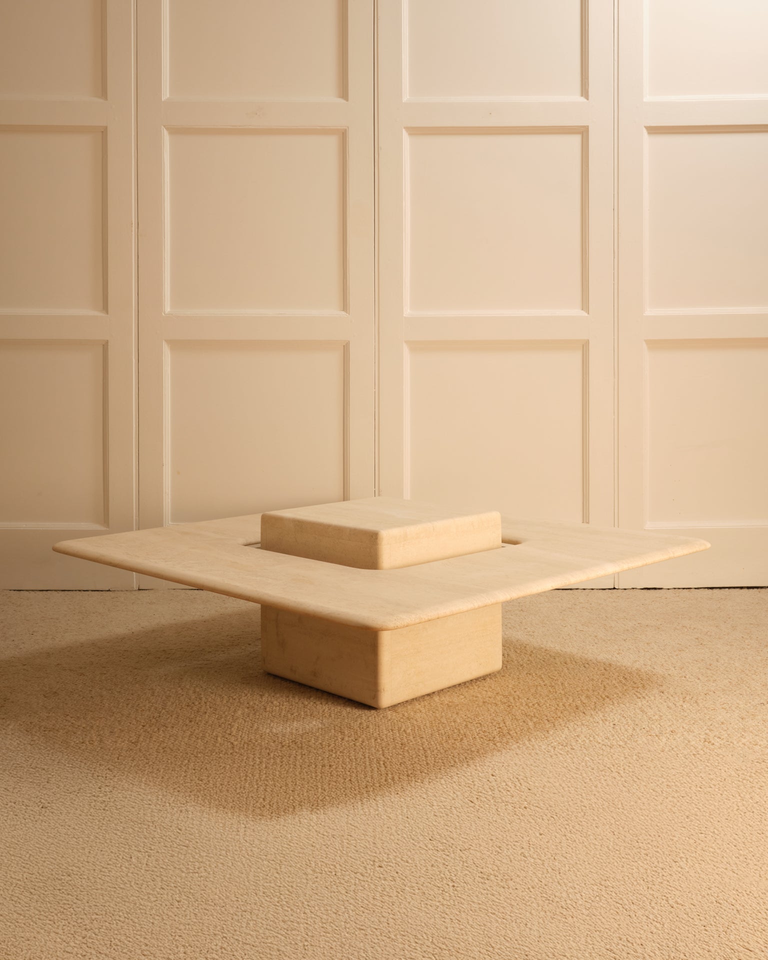 1980s_Saturne_Travertine_Coffee_Table_by_Claude_Berraldacci,_France