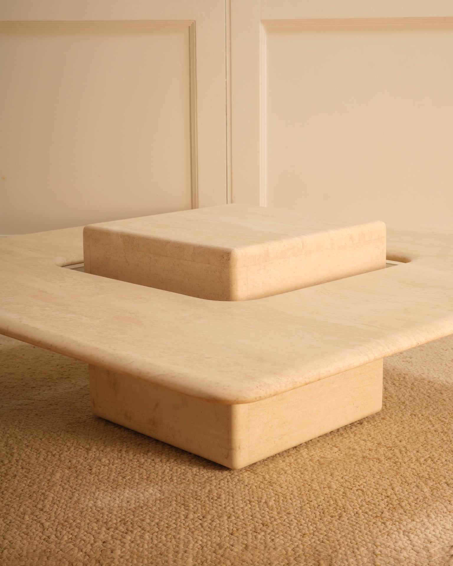 1980s_Saturne_Travertine_Coffee_Table_by_Claude_Berraldacci,_France