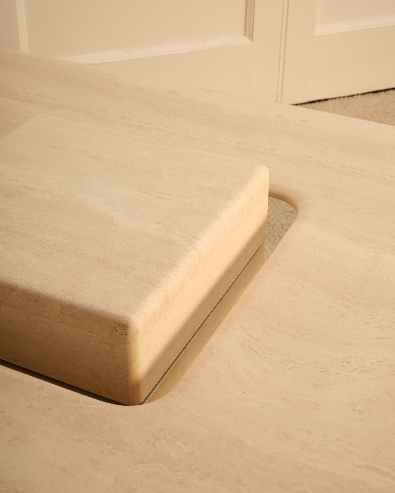 1980s_Saturne_Travertine_Coffee_Table_by_Claude_Berraldacci,_France