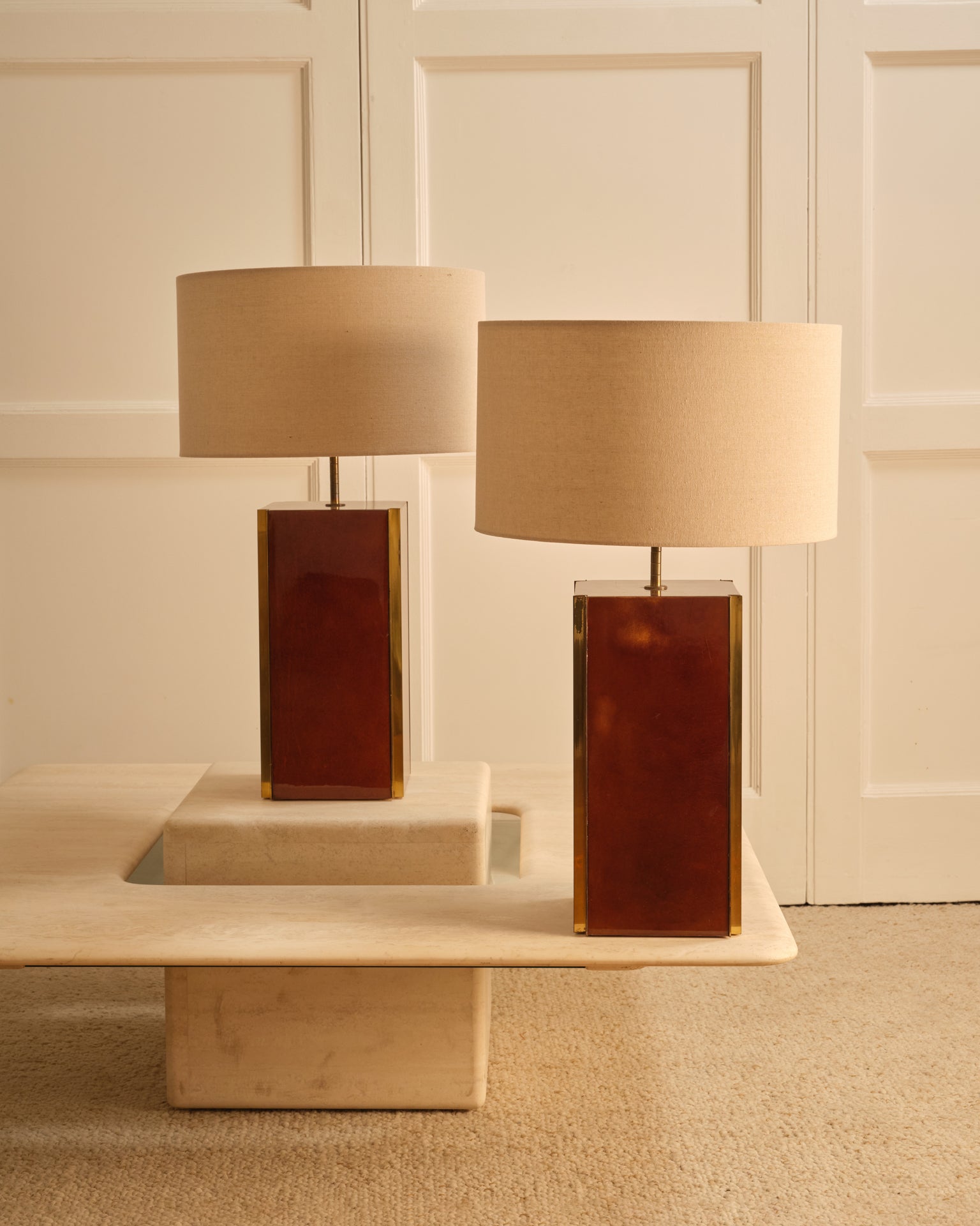 1980s_Saturne_Travertine_Coffee_Table_by_Claude_Berraldacci,_France
