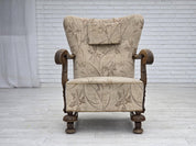 Scandinavian_Armchair,_Beige_&_Brown_Upholstery,_Oak_Frame_1950s_Denmark