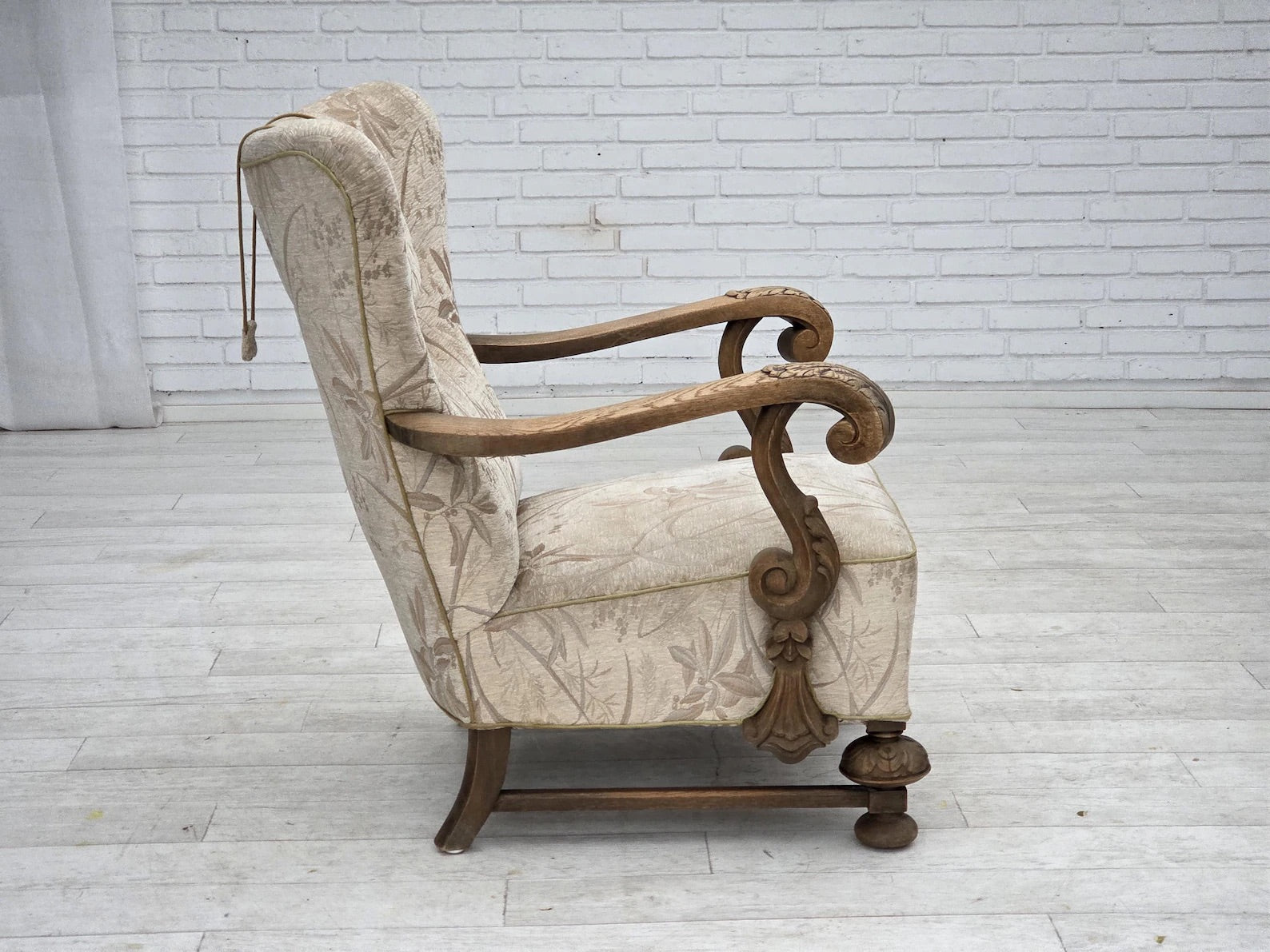Scandinavian_Armchair,_Beige_&_Brown_Upholstery,_Oak_Frame_1950s_Denmark