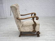 Scandinavian_Armchair,_Beige_&_Brown_Upholstery,_Oak_Frame_1950s_Denmark
