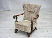 Scandinavian_Armchair,_Beige_&_Brown_Upholstery,_Oak_Frame_1950s_Denmark