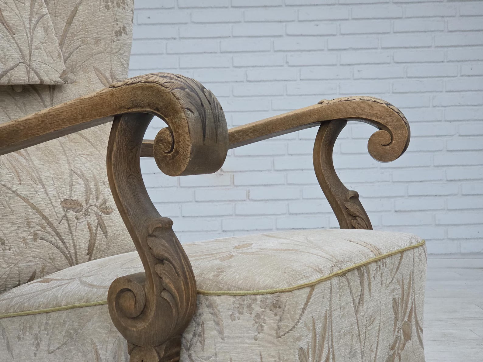 Scandinavian_Armchair,_Beige_&_Brown_Upholstery,_Oak_Frame_1950s_Denmark