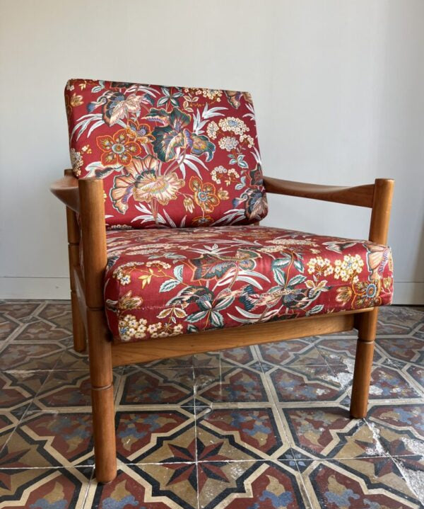 Scandinavian_Teak_Armchair_with_Floral_Silk_Cushions,_1960s–1970s