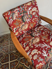 Scandinavian_Teak_Armchair_with_Floral_Silk_Cushions,_1960s–1970s