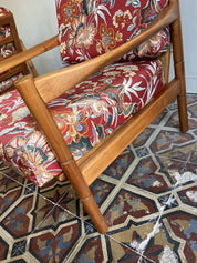 Scandinavian_Teak_Armchair_with_Floral_Silk_Cushions,_1960s–1970s