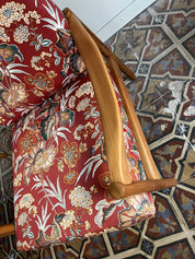 Scandinavian_Teak_Armchair_with_Floral_Silk_Cushions,_1960s–1970s