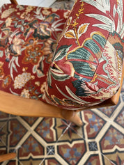 Scandinavian_Teak_Armchair_with_Floral_Silk_Cushions,_1960s–1970s