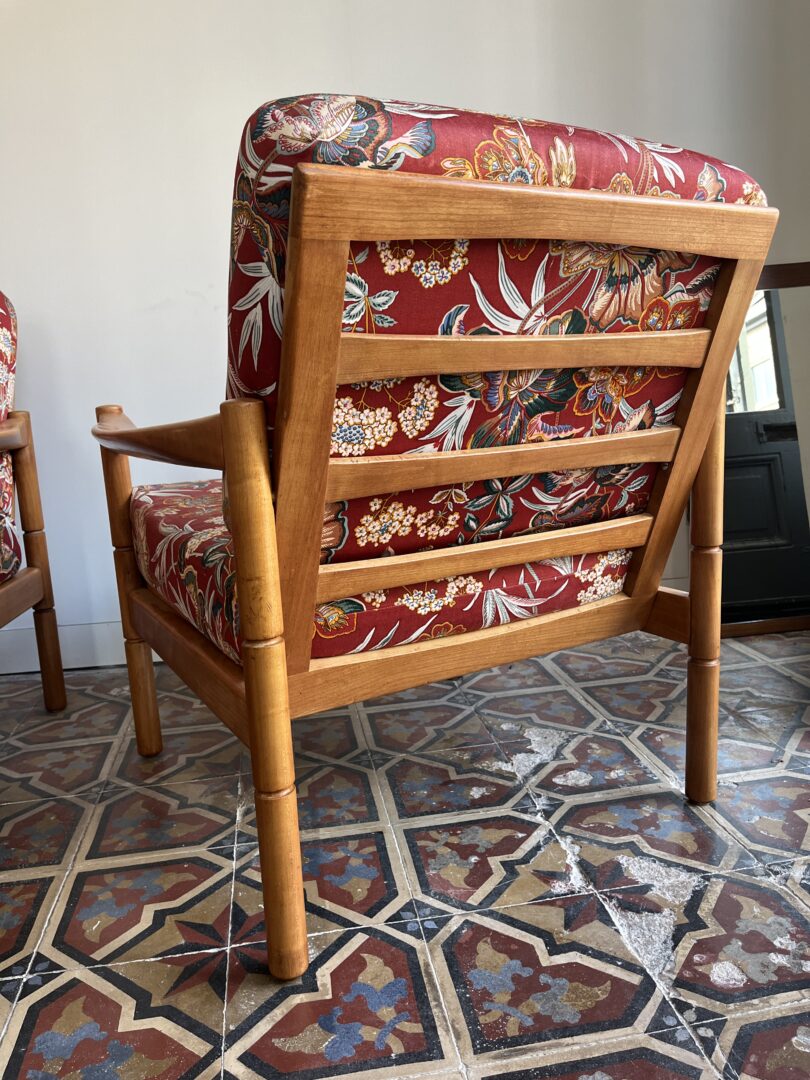 Scandinavian_Teak_Armchair_with_Floral_Silk_Cushions,_1960s–1970s