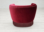 Scandinavian_Armchair,_Cherry_Red_Velour_&_Wood_Frame,_1970s_Denmark